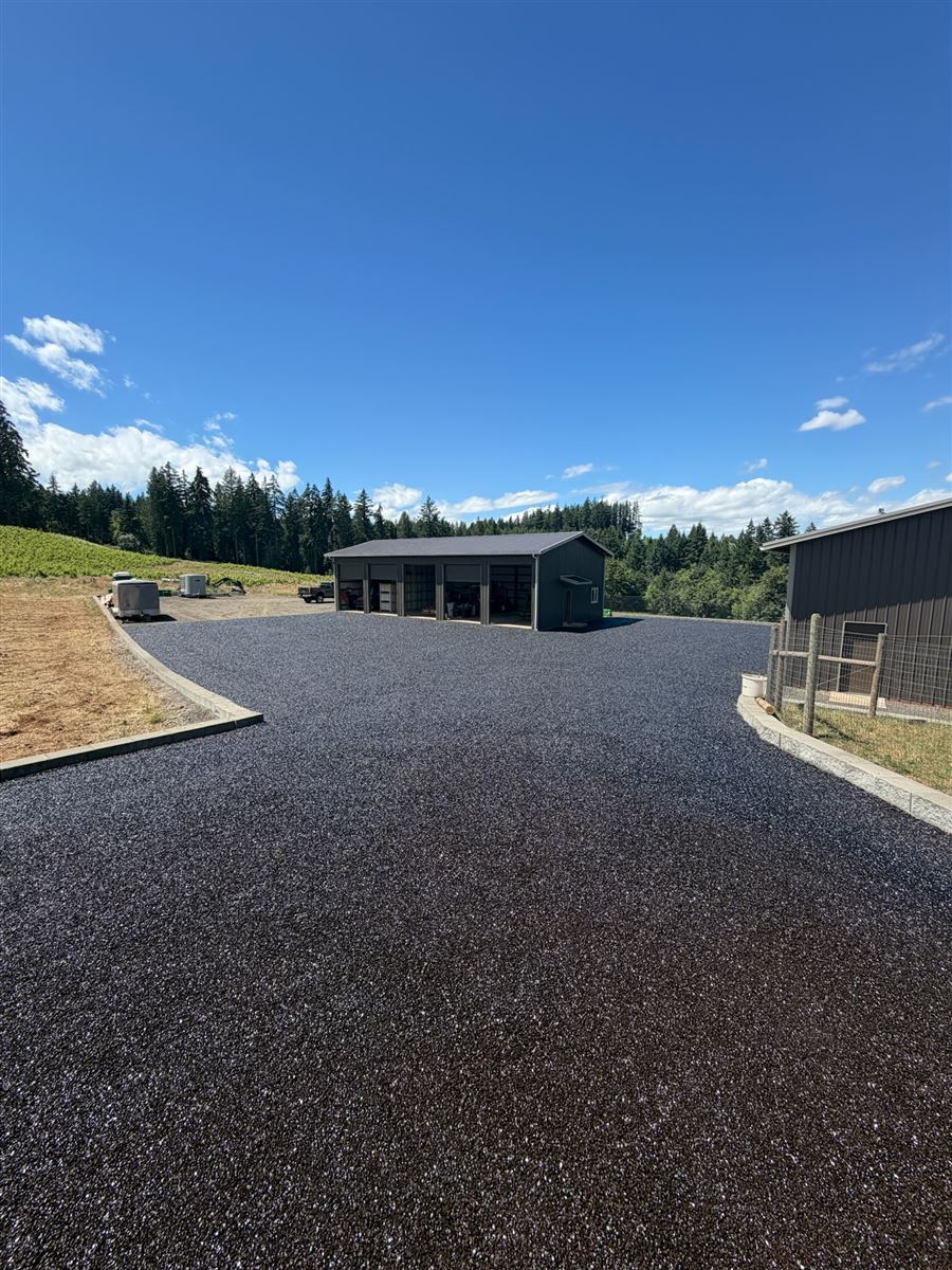 Commercial parking lot with fresh asphalt